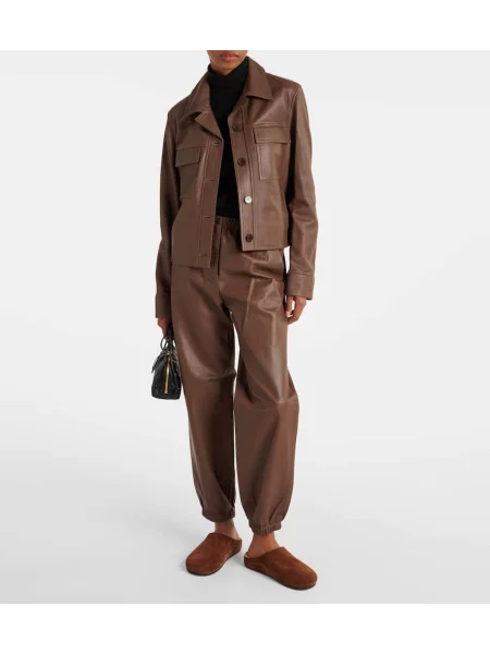 Pantaloni sport Joseph din piele maro