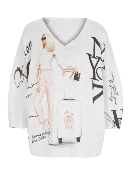 Bonprix Pulover bej / roz pastel / negru alb