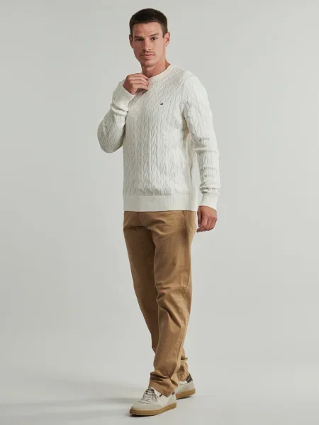 Klasický sveter Tommy Hilfiger lopatkový krk béžová
