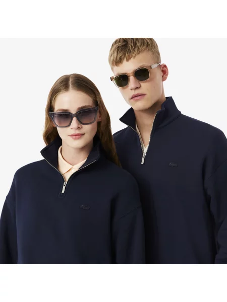 Lacoste Bluza Unisex Half Zip Loose Fit granatowa