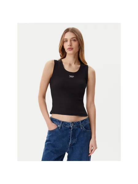 Tommy Jeans Τοπ Slim Fit μαύρο