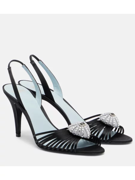 Sandale Valentino Garavani din satin slingback negru