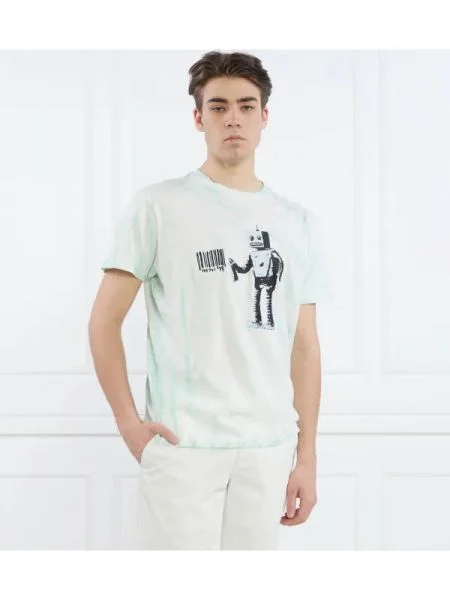 GUESS Tricou SS BSC ROBOT GRAFFIT verde