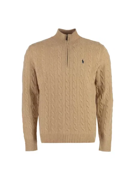 Bluza Polo Ralph Lauren z kaszmiru brązowa