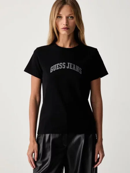 Guess Jeans tričko dámske s bavlnou čierna