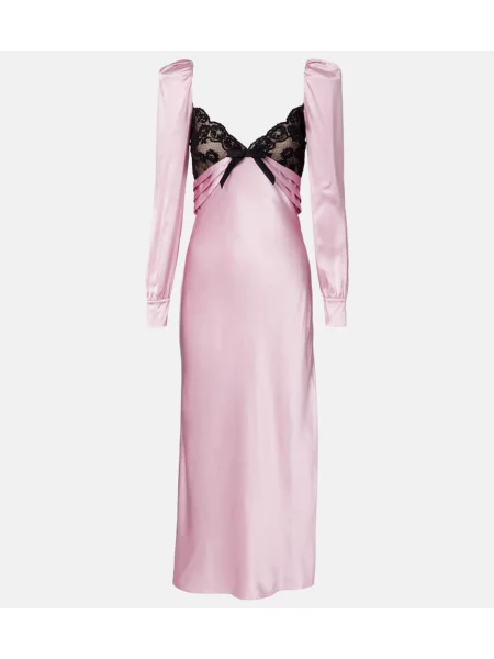 Rochie midi Alessandra Rich din satin până la genunchi de costum roz