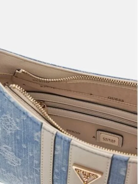 GUESS Torba za čez ramo Noelle kremna / moder denim modra