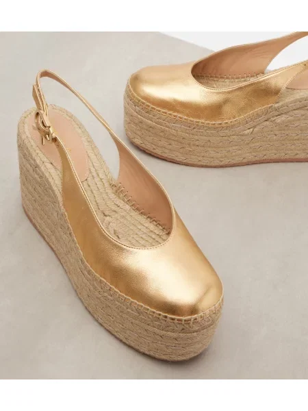 Espadrile Gianvito Rossi din piele cu platformă auriu