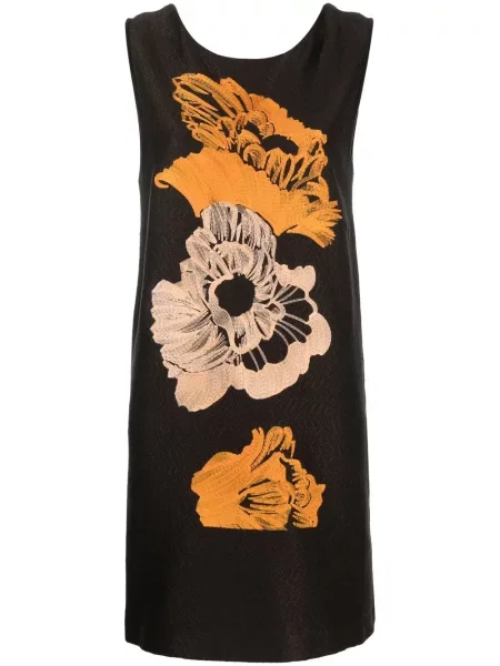 Rochie Ferragamo cu model floral de costum maro
