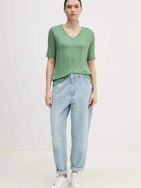 United Colors of Benetton basic tričko s viskózou zelené