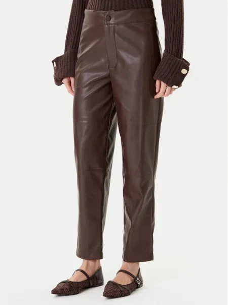TWINSET Pantaloni din imitație de piele Straight Fit maro