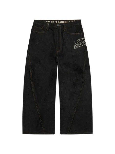Pantaloni Aape By A Bathing Ape cu autograf albastru