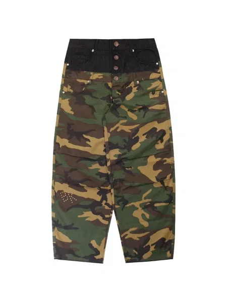 Pantaloni Boredom Kills cu imagine cu model camuflaj verde