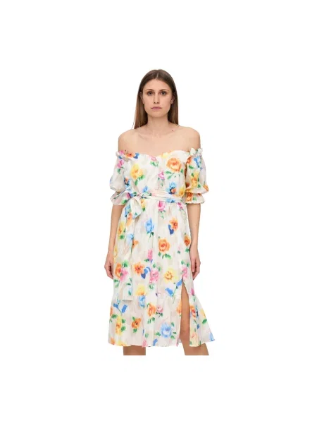 Lniana sukienka midi Moschino