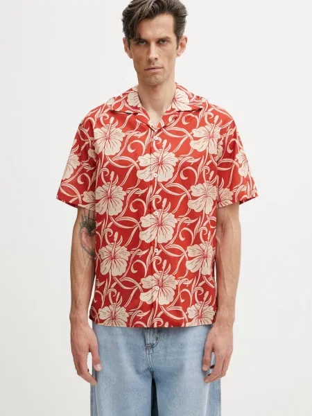 Drôle de Monsieur koszula Hibiscus Monoramme pomarańczowa
