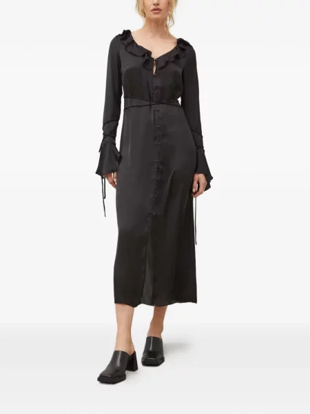 Rochie midi Résumé cu volane până la genunchi de costum negru