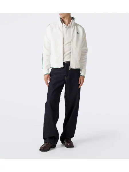 Hanorac cu fermoar Burberry din jerseu alb