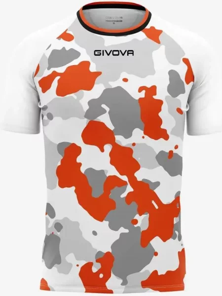 T-shirt Givova Army Biało-Pomarańczowy biały