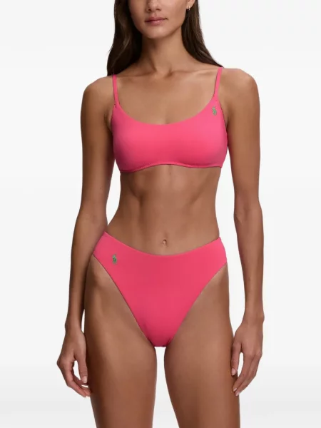 Costum de baie Polo Ralph Lauren în carouri cu decolteu în V galben