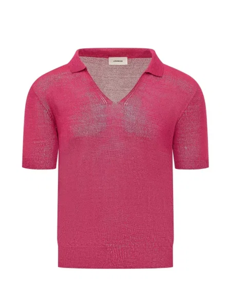 Тениска A Paper Kid с V-образно деколте розово