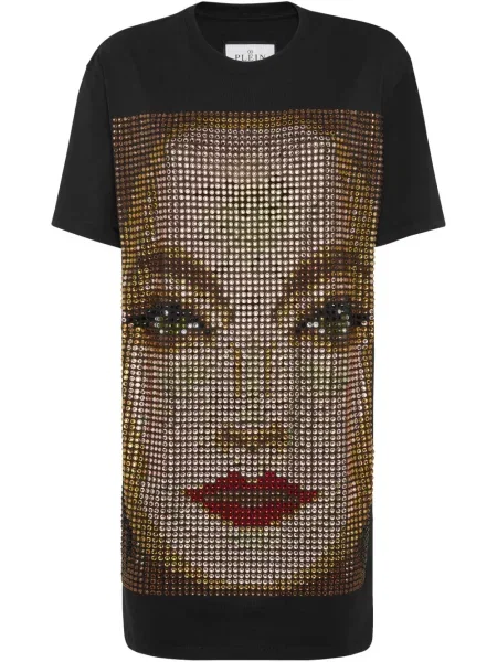 Rochie Philipp Plein din jerseu de costum negru