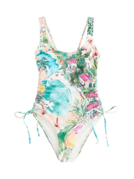 Next Costum de baie întreg albastru aqua / verde / roz alb