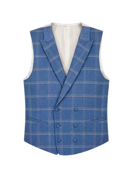 Καρό γιλέκο Etiem Textil S.l. διπλόκουμπα μπλε
