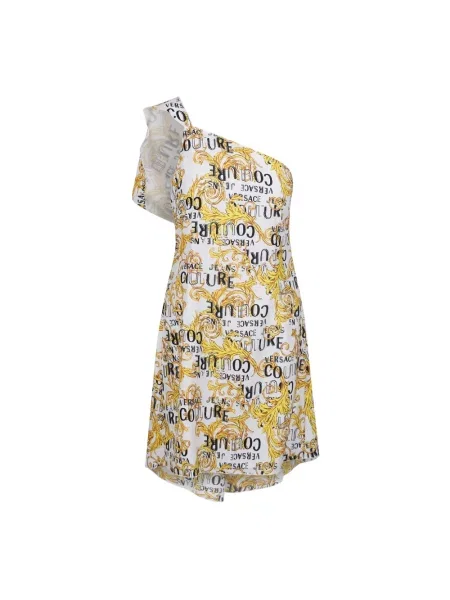 Sukienka jeansowa Versace Jeans Couture z nadrukiem biała
