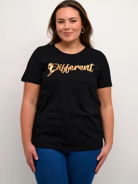 KAFFE CURVE Tricou Tiva auriu negru
