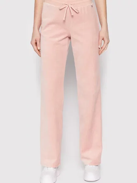 Велюрові спортивні штани Guess з автографом помаранчеві