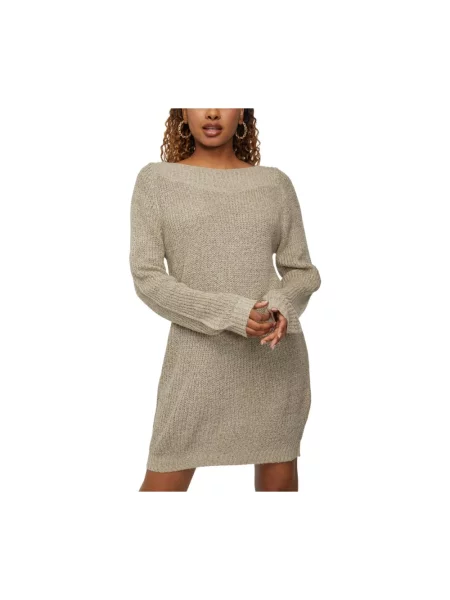 Dzianinowa mała mały sukienka mini Jacqueline De Yong beżowa