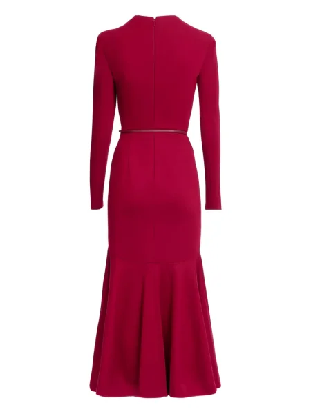 Rochie midi Elie Saab cu volane până la genunchi de costum roșu