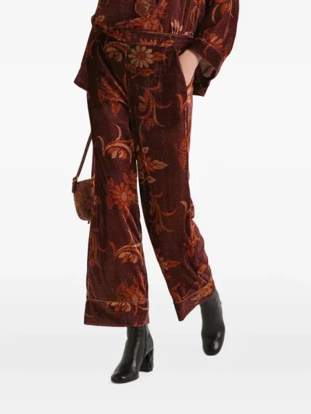 Decupat pantaloni Maliparmi cu model floral maro