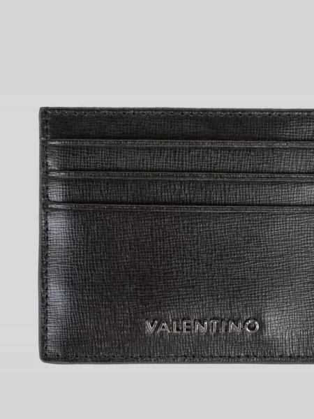 Etui na karty ze skóry bydlęcej nappa z przegródkami na karty Valentino Bags czarny