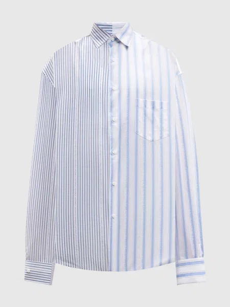 Сорочка в смужку з логотипом Vetements блакитна