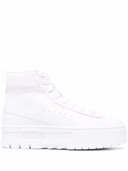 Sneakerși Puma din piele cu imagine chunky alb