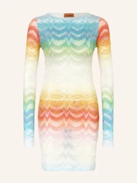 Missoni Sukienka Plażowa Z Błyszczącą Nicią blau biała