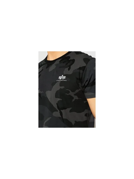 Alpha Industries Póló Basic T Small Logo Camo Szürke Regular Fit fekete