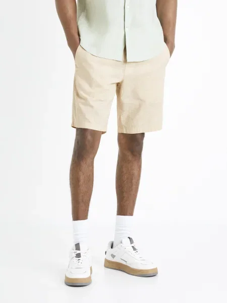 Lanene kratke hlače Celio bež