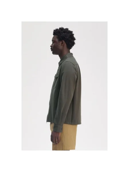 Geacă Fred Perry din țesătură twill verde
