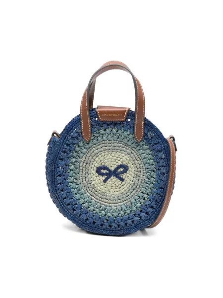 Shopperka Anya Hindmarch z kokardką skórzana niebieska