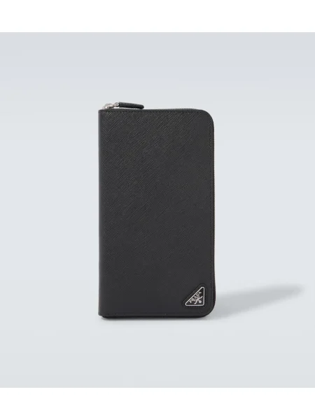 Usnjena denarnica Prada črna