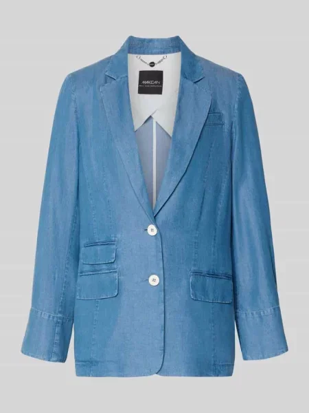 Żakiet o kroju relaxed fit z z patką Marc Cain błękitna