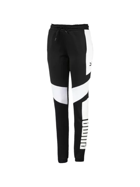 Pantaloni Puma cu dungi alergare negru