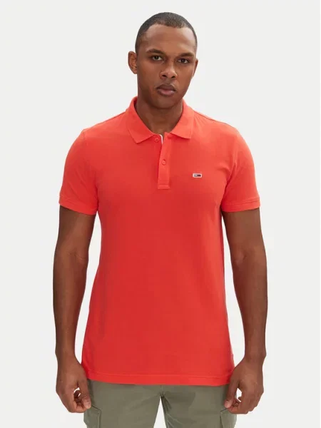 Polo majica Tommy Jeans rdeča