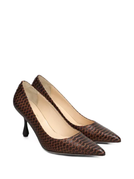 Pantofi cu toc Anna F. cu model piele de șarpe maro
