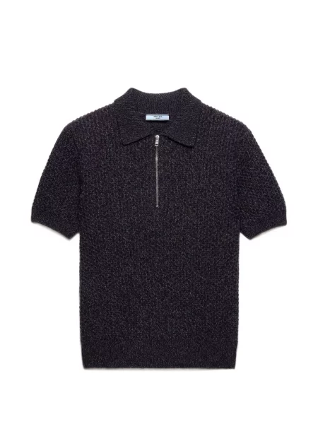 Scurt tricou polo Prada de lână maro
