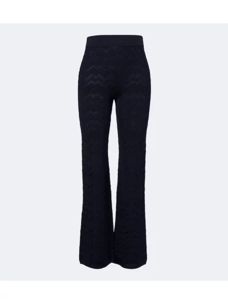 Pantaloni Missoni cu talie înaltă albastru