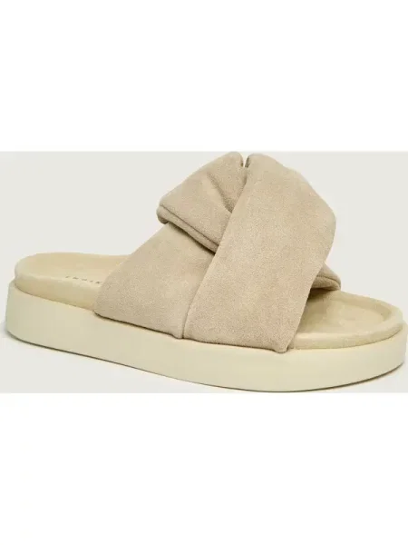 INUIKII Șlapi SOFT CROSSED | piele întoarsă bej
