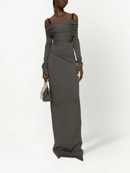 Maksi sukienka maxi Dolce And Gabbana garniturowa szara